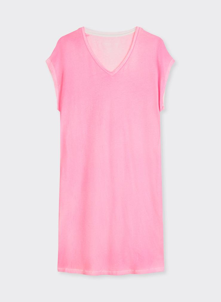 Short Sleeve V-Neck Dress in Cotton / Elastane