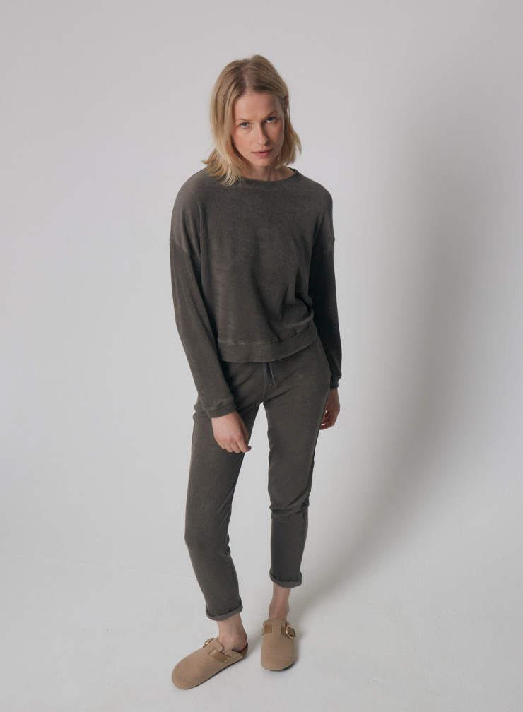 Long Sleeve Round Neck Sweatshirt in Cotton / Modal