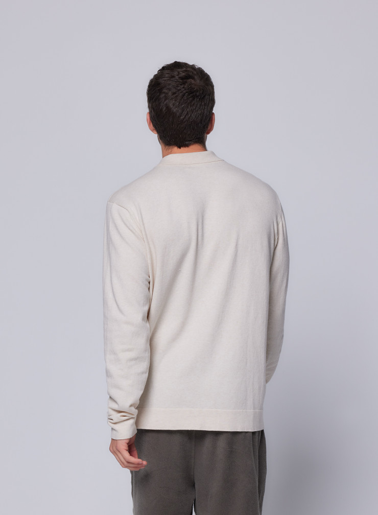 Long Sleeve Polo Collar Vest in Organic cotton / Elastane
