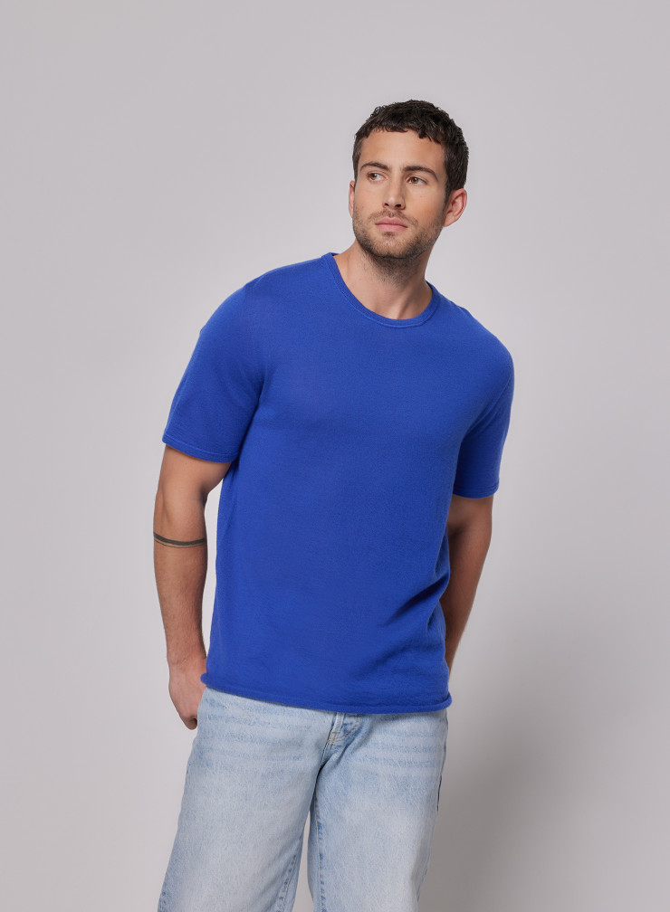 Round Neck Short Sleeve T-shirt in Cashmere