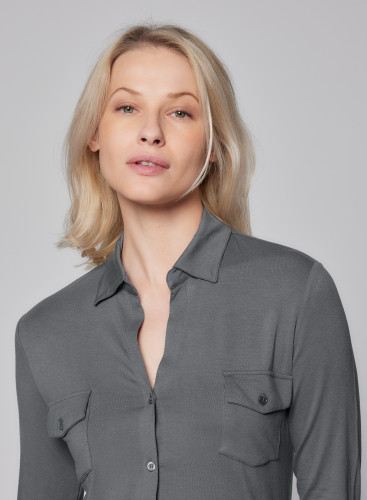 ANNA, Viscose / Elastane long sleeve pocket shirt