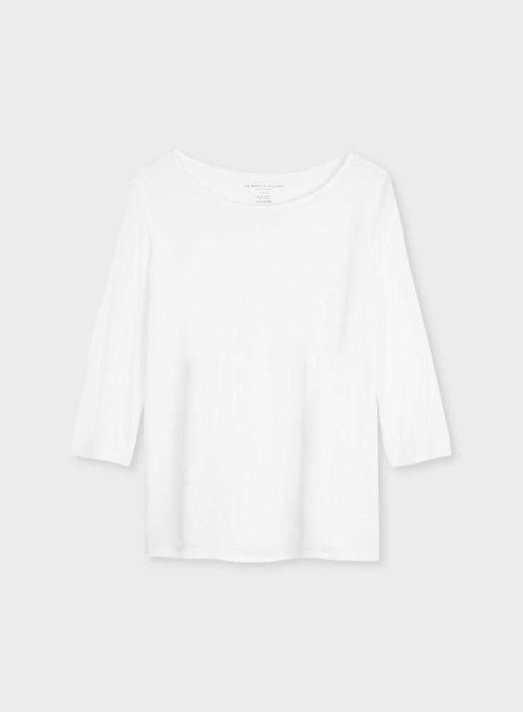 T-shirt Boat Neck 3/4 Sleeves in Lyocel / Tencel / Cotton