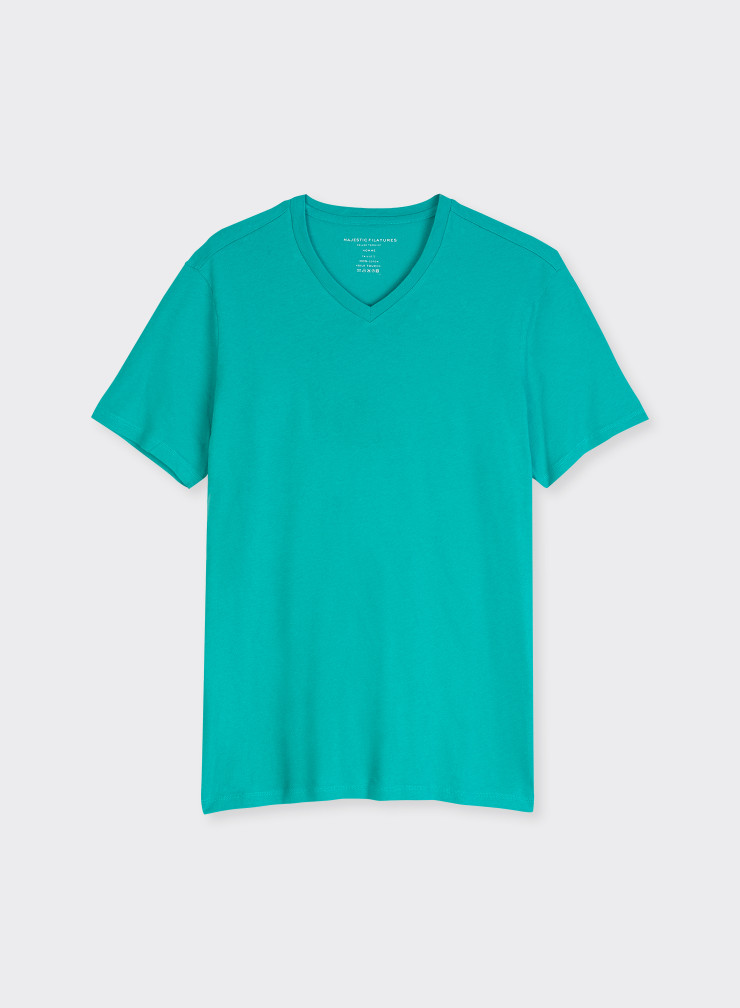 Short-sleeved V-neck T-shirt in Cotton