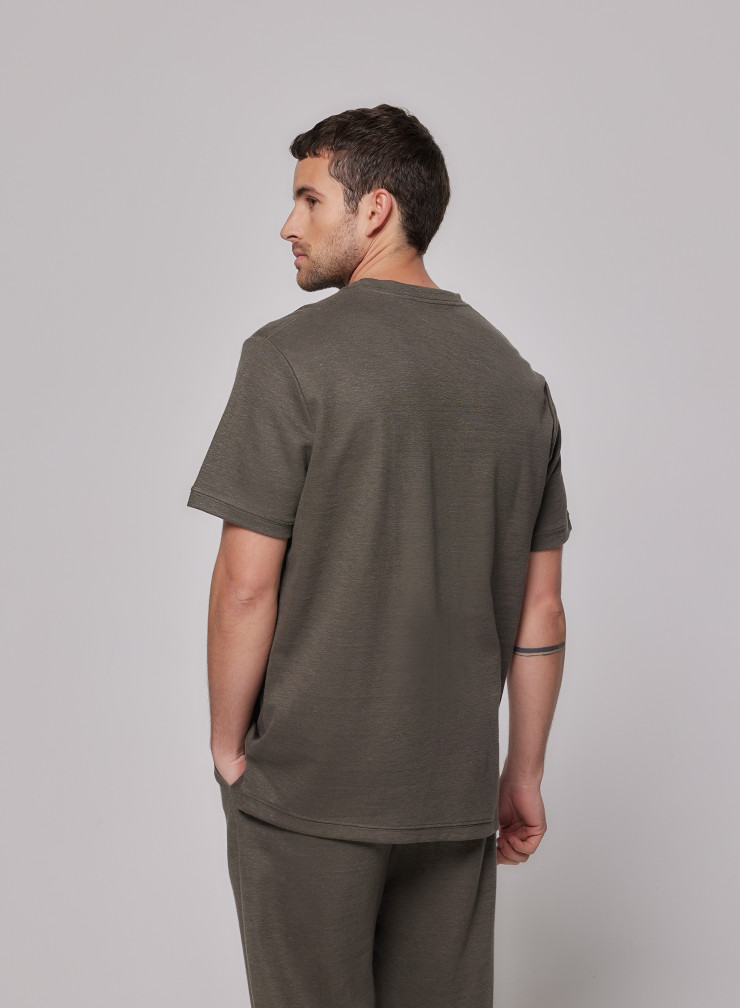 Round Neck Short Sleeve T-shirt in Flax