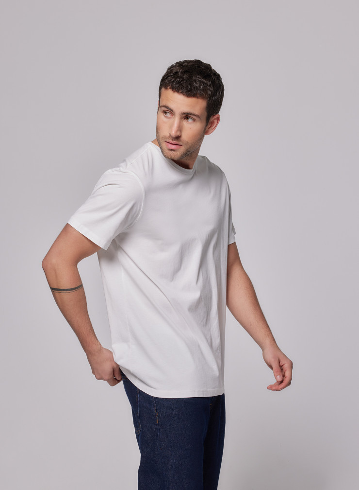 Round Neck Short Sleeve T-shirt in Cotton