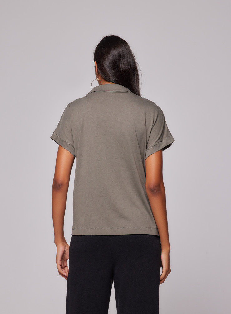 Camisa de manga corta de Lyocel / Tencel / Algodón