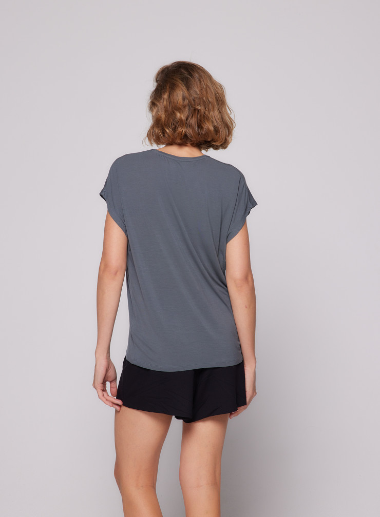 Round Neck Sleeveless T-shirt in Viscose / Elastane