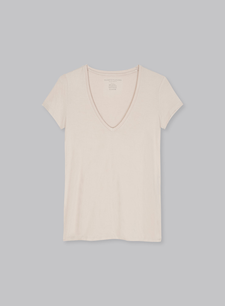 Viscose / Elastane short sleeve V-neck t-shirt