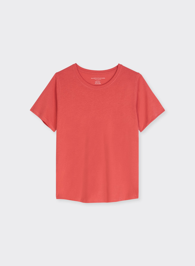 Round Neck Short Sleeve T-shirt in Lyocel / Tencel / Cotton