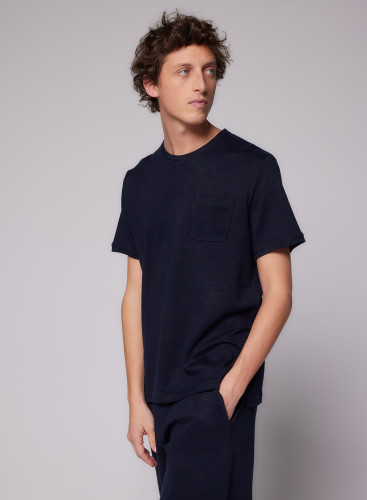 Round Neck Short Sleeve T-shirt in Linen