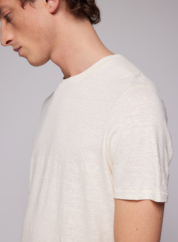 Camiseta cuello redondo de manga corta de Lino/Elastano