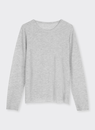 Round Neck Long Sleeve T-shirt in Cashmere