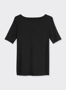 Viscose / Elastane elbow sleeve boat neck t-shirt