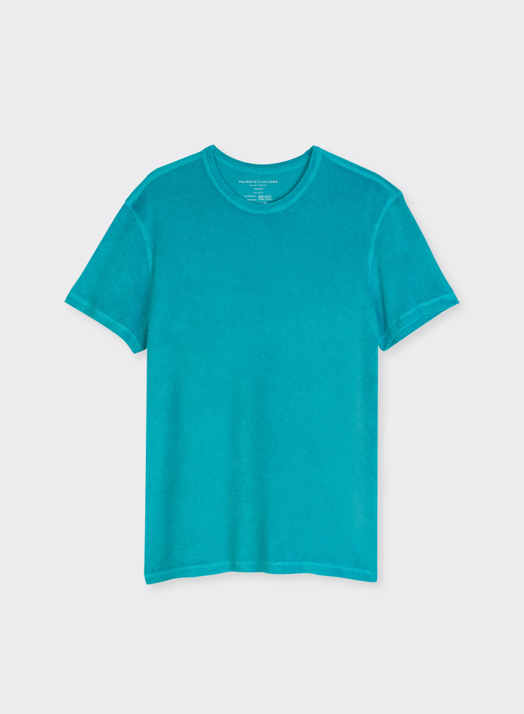 T-Shirt mit Rundhalsausschnitt und kurzen Ärmeln aus Baumwolle / Modal