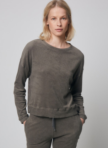 Sweatshirt mit Rundhalsausschnitt und langen Ärmeln aus Baumwolle / Modal