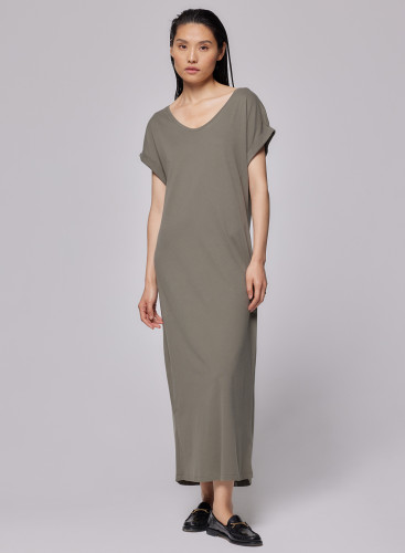 Short Sleeve V-Neck Dress in Cotton