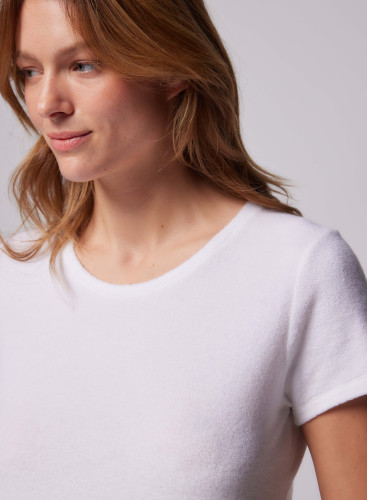Round Neck Short Sleeve T-shirt in Cotton / Modal