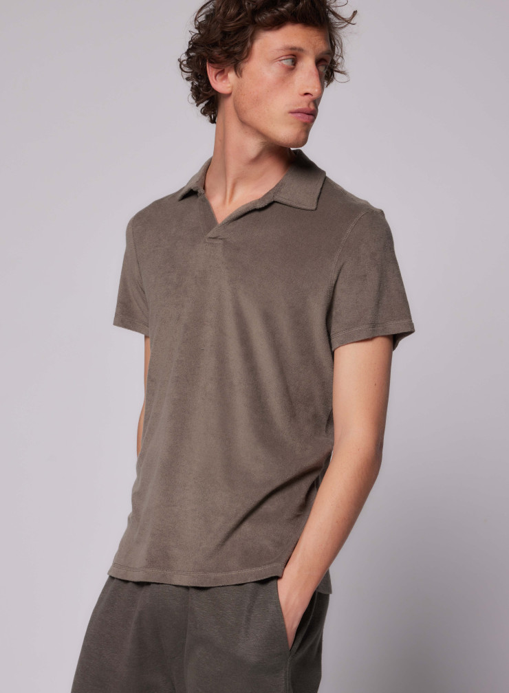 Short Sleeve Polo Shirt in Cotton / Modal