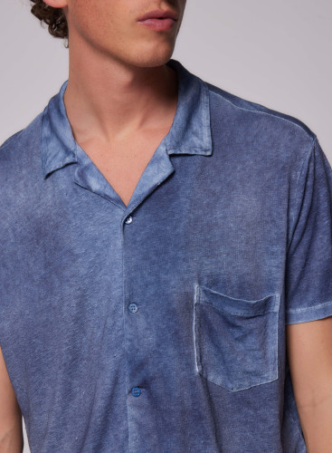 Short Sleeve Shirt in Linen / Elastane