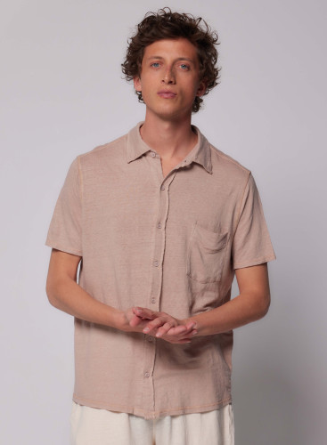 Short Sleeve Shirt in Linen / Elastane