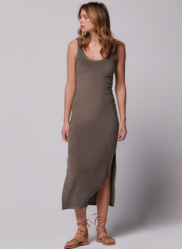 Ärmelloses Kleid mit U-Ausschnitt aus Baumwolle / Modal