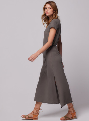 Short Sleeve V-Neck Dress in Cotton