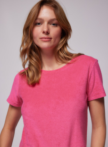 T-Shirt mit Rundhalsausschnitt und kurzen Ärmeln aus Baumwolle / Modal