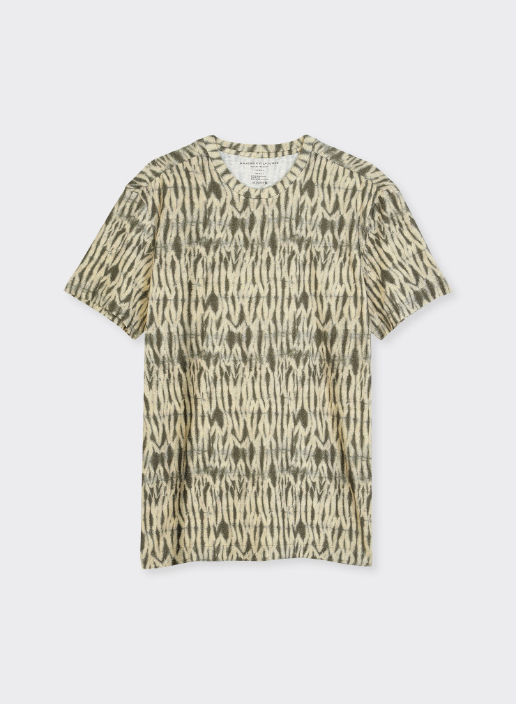 T-Shirt Rundhalsausschnitt Kurzarm aus Leinen / Elastan