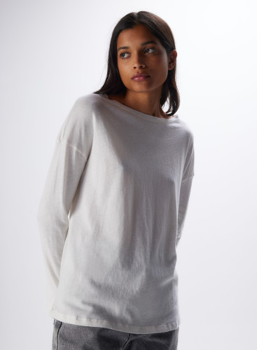 Long Sleeve Cotton / Cashmere Boatneck T-Shirt