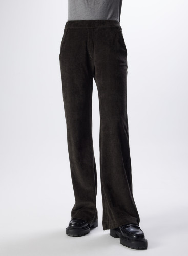 Pantalon velours côtelé droit en Coton / Modal
