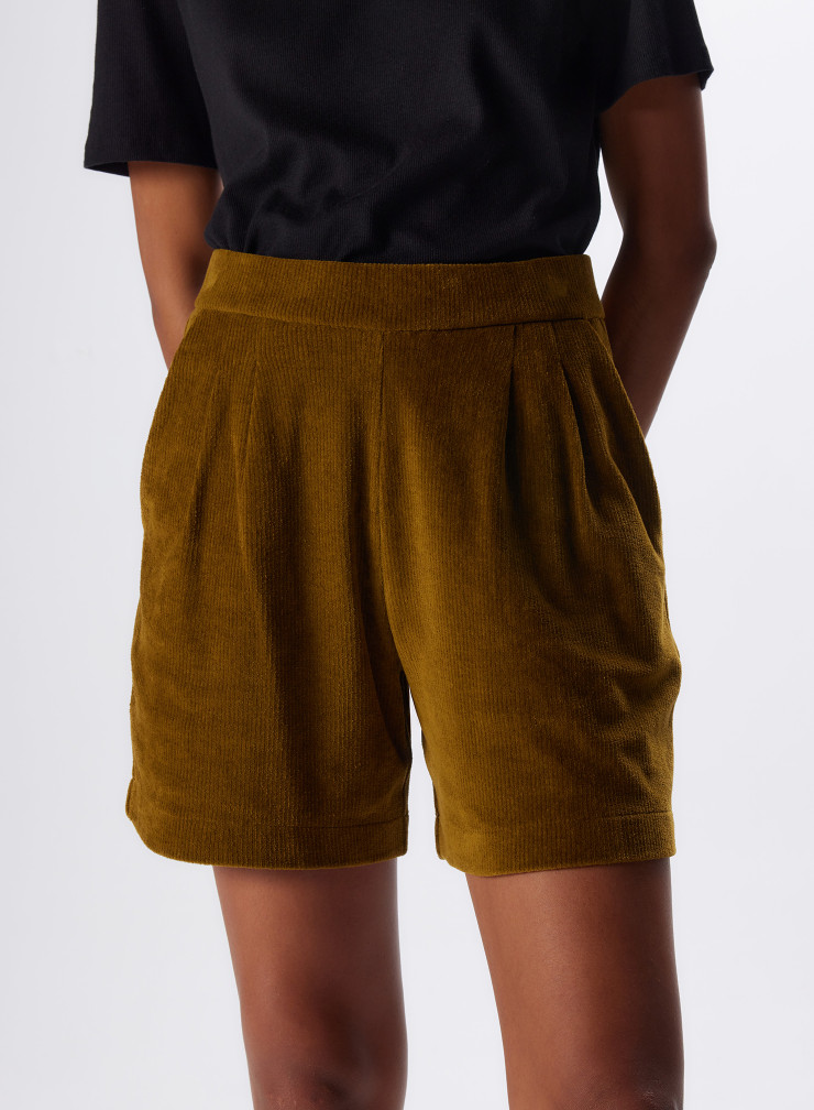 Orange Cotton / Modal Corduroy Shorts WOMEN