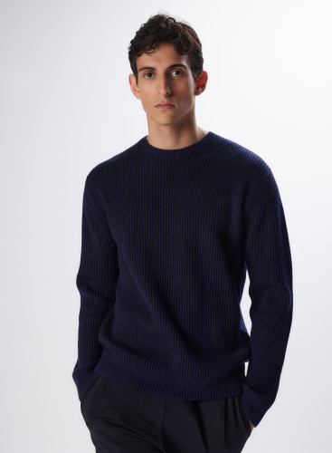 Wool / Cashmere Ribbed Round Neck Pull