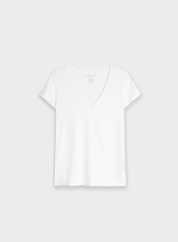 V-Ausschnitt T-Shirt mit kurzen Ärmeln aus Viskose / Elastan