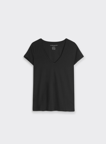 V-Ausschnitt T-Shirt mit kurzen Ärmeln aus Viskose / Elastan