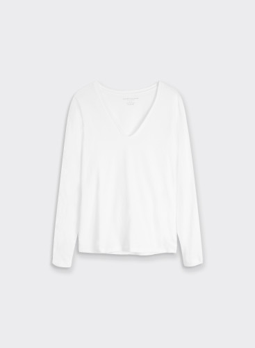 Cotton V-Neck Long Sleeve T-Shirt