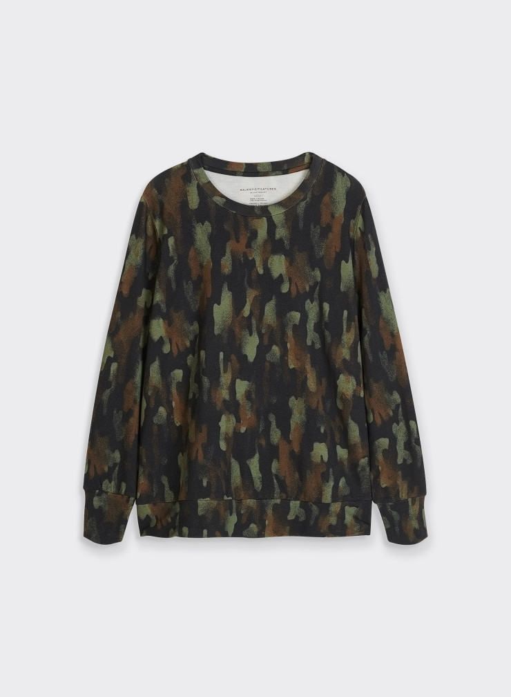 Sweat Col Rond camouflage en Viscose / Elasthanne