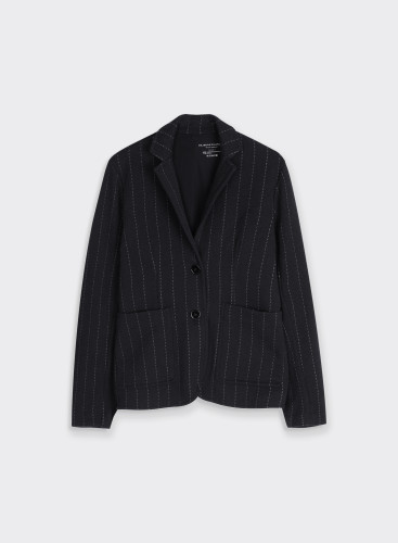 Black Jacket in Merino Wool / Cotton