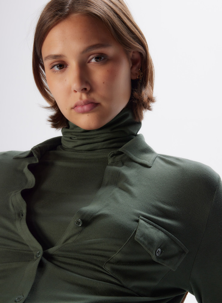Green Viscose / Elastane Long sleeve Shirt WOMEN|Majestic Filatures