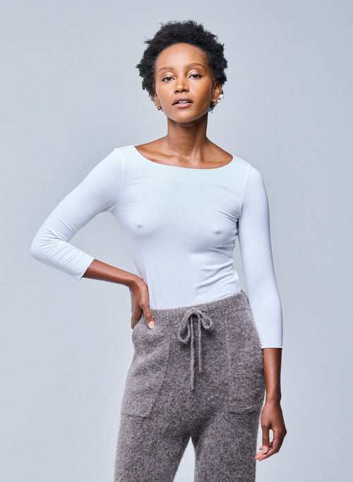 "Camiseta Adele cuello barco de Viscosa / Elastano" - MAJESTIC FILATURES