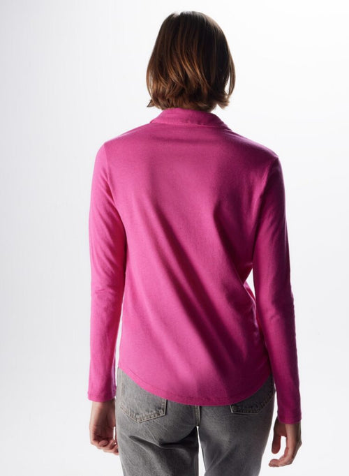 Chemise Rose fluo Manches Longues en Coton et Cachemire - MAJESTIC FILATURES