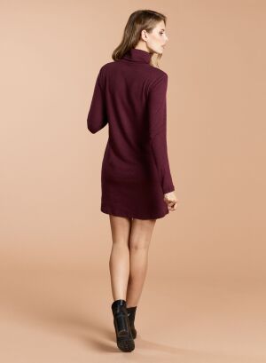 Lila / Grau Rollkragenpullover Langarmkleid aus Baumwolle / Kaschmir / Baumwolle - MAJESTIC FILATURES