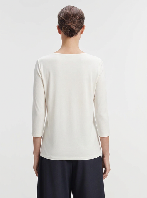 Camiseta Adèle Blanca Cuello Barco en Viscosa / Elastano - MAJESTIC FILATURES