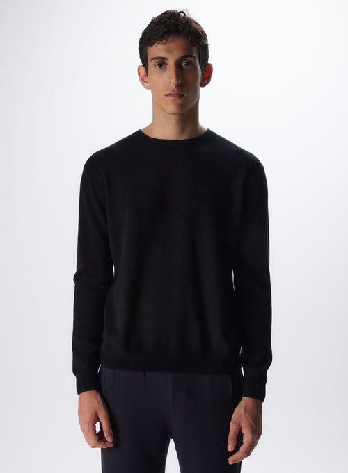 Beige Cashmere Long Sleeve Round Neck Pull  MEN|Majestic Filatures - MAJESTIC FILATURES