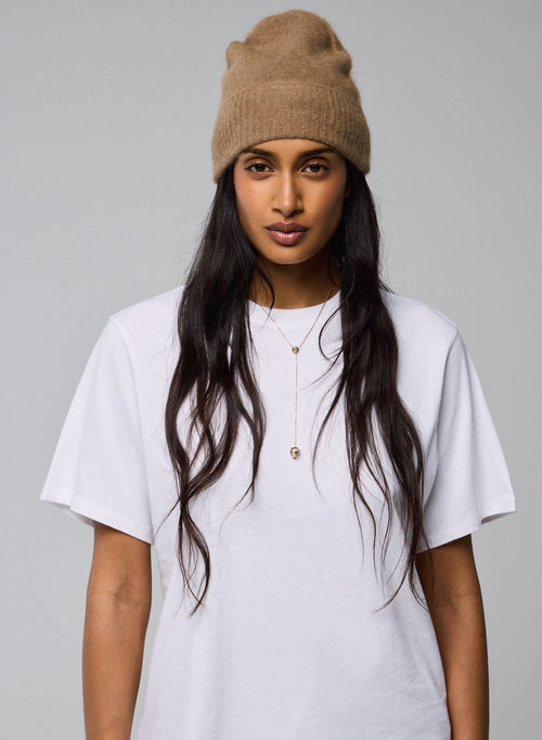 Beige beanie in Raccon wool / Polyamide - MAJESTIC FILATURES