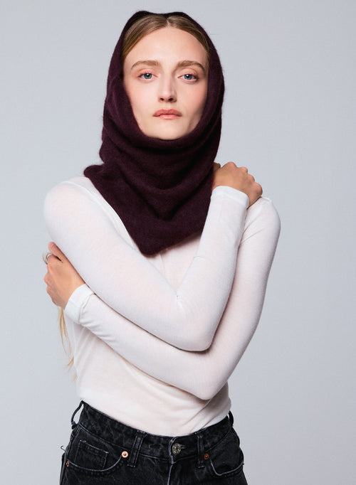 Lila Schal aus Raccon-Wolle / Polyamid - MAJESTIC FILATURES