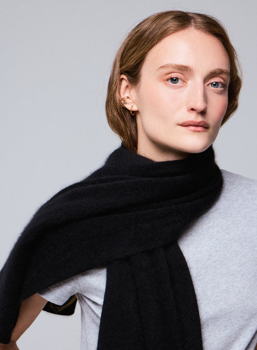 Schal aus schwarzer Raccon-Wolle / Polyamid - MAJESTIC FILATURES