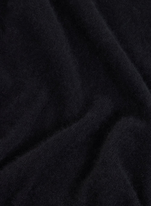 Long Gilet Noir Manches Courtes à Ceinture en Raccoon - MAJESTIC FILATURES