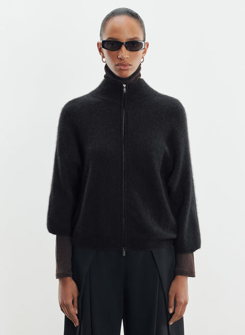 Cardigan in raccoon and polyamide - MAJESTIC FILATURES