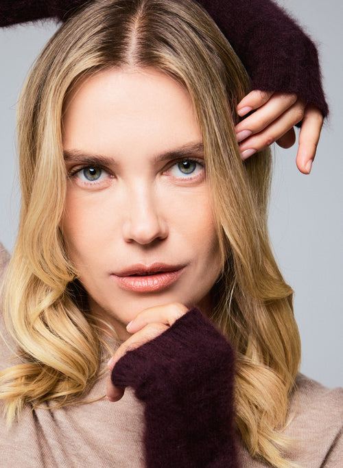 Aubergine mittens in Raccon wool / Polyamide - MAJESTIC FILATURES