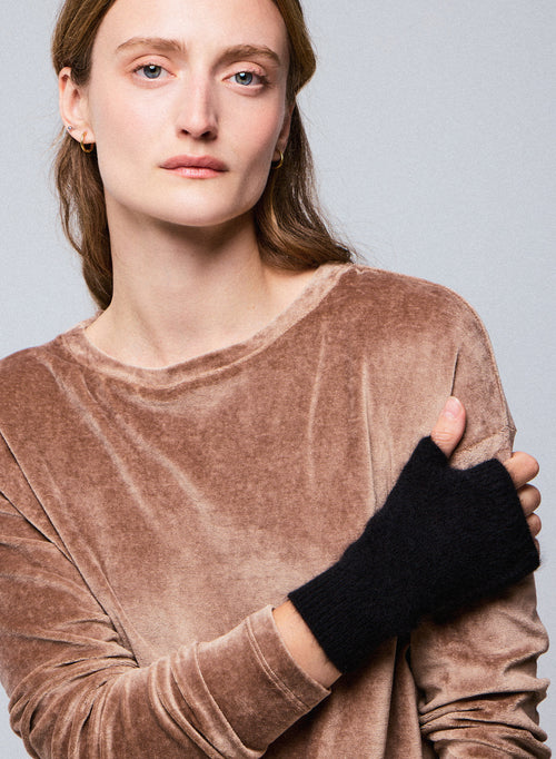 Mittaines Noires en Raccon wool / Polyamide - MAJESTIC FILATURES